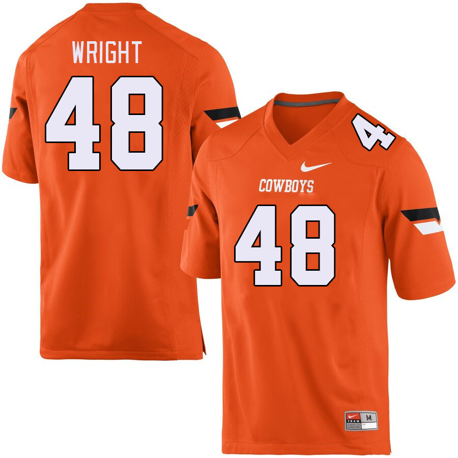 Men #48 Elijah Wright Oklahoma State Cowboys College Football Jerseys Stitched-Orange